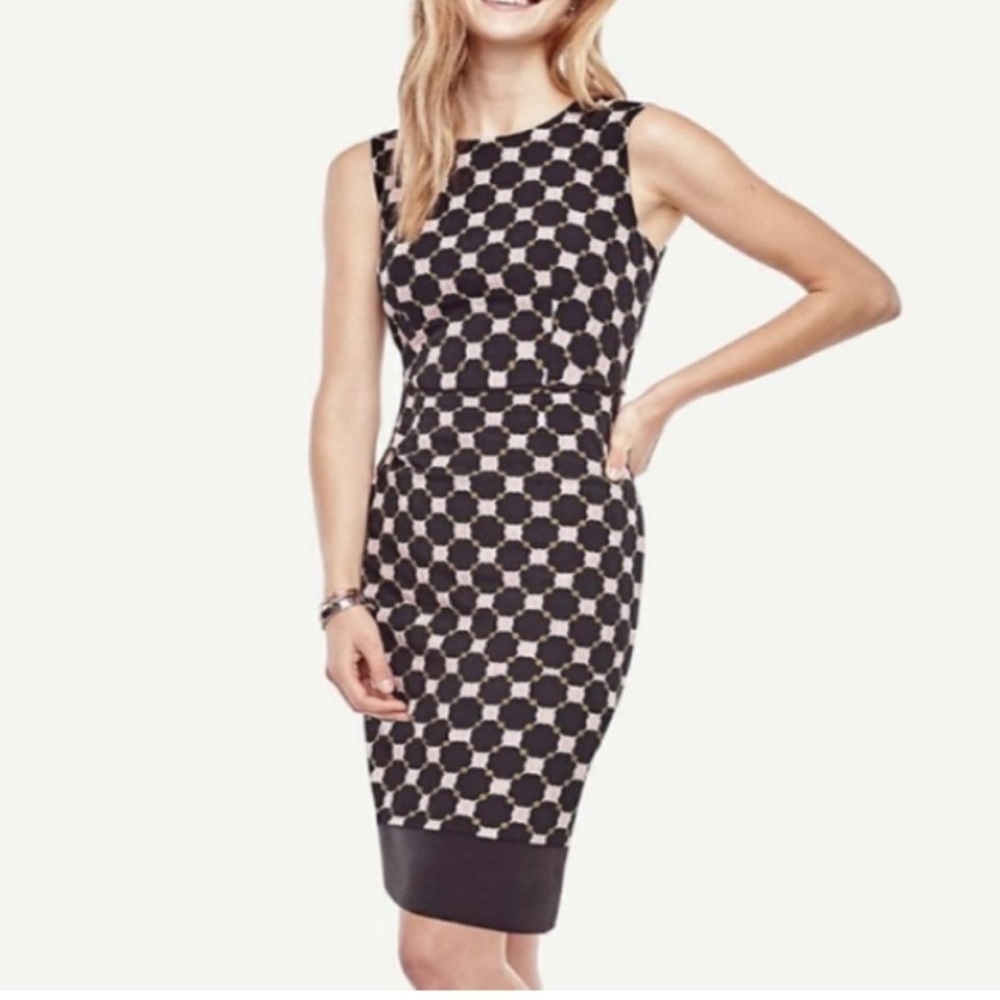 Ann Taylor Black and White Geometric Dress